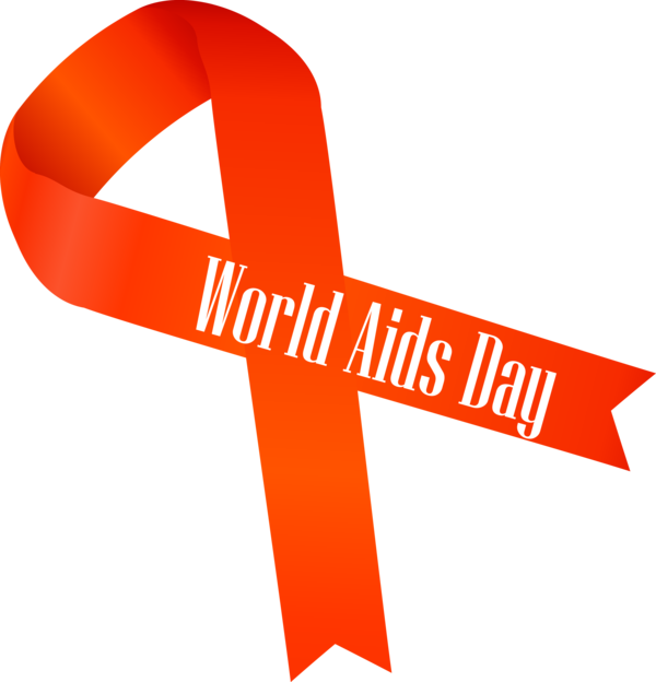 Transparent World AIDS Day Text Logo Line for Red Ribbon for World Aids Day
