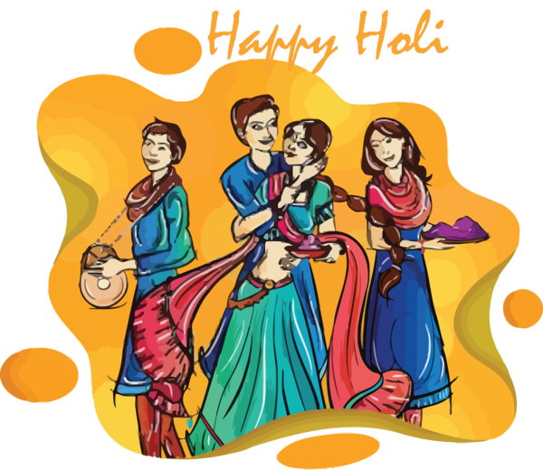 Transparent Holi Social group Cartoon for Happy Holi for Holi