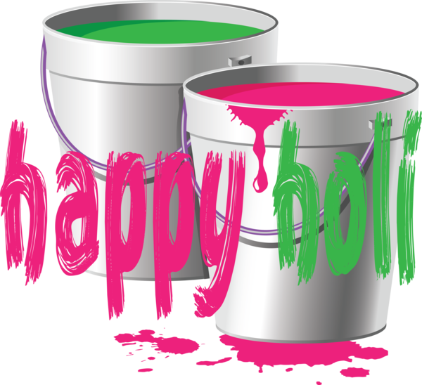 Transparent Holi Green Text Pink for Happy Holi for Holi