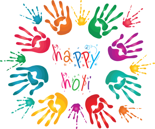 Transparent Holi Hand for Happy Holi for Holi