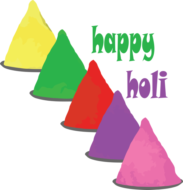 Transparent Holi Cone Font Triangle for Happy Holi for Holi