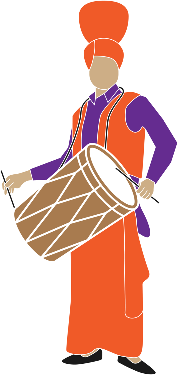 Transparent Lohri Drum Hand drum Dhol for Happy Lohri for Lohri