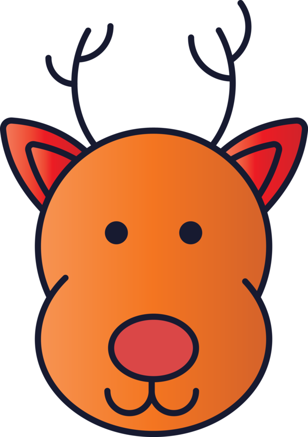 Transparent Christmas Face Orange Facial expression for Reindeer for Christmas