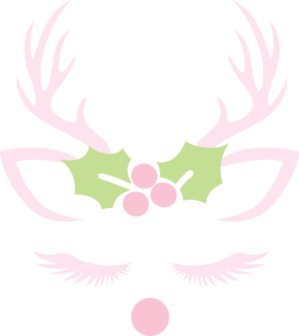 Transparent Christmas Pink Leaf Design for Reindeer for Christmas