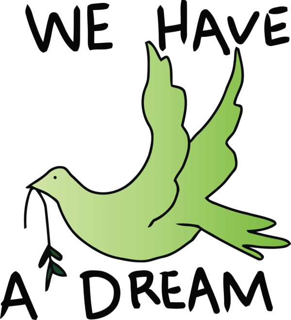 Transparent Martin Luther King Jr. Day Green Font Bird for MLK Day for Martin Luther King Jr Day