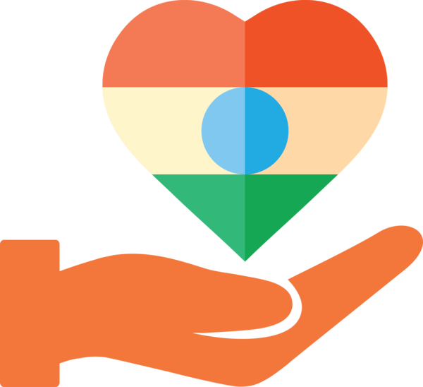 Transparent India Republic Day Orange Heart Line for Happy India Republic Day for India Republic Day
