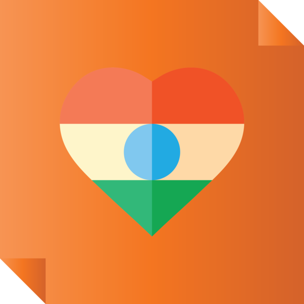 Transparent India Republic Day Orange Heart Logo for Happy India Republic Day for India Republic Day