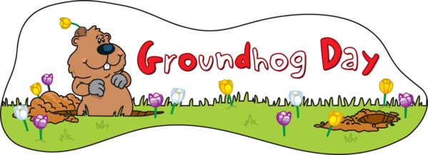 Transparent Groundhog Day Cartoon Text Grass for Groundhog for Groundhog Day