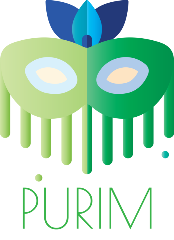 Transparent Purim Green Logo for Happy Purim for Purim