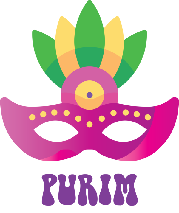 Transparent Purim Purple Costume Mask for Happy Purim for Purim