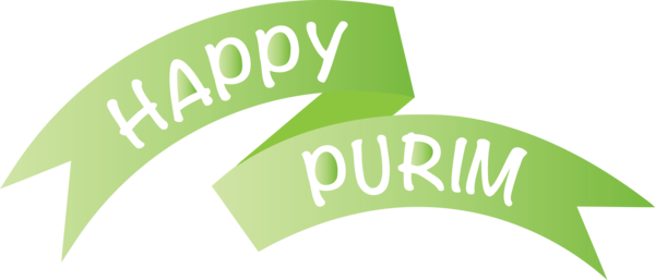 Transparent Purim Green Text Logo for Happy Purim for Purim