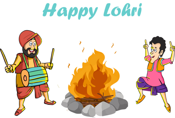 Transparent Lohri Cartoon for Happy Lohri for Lohri