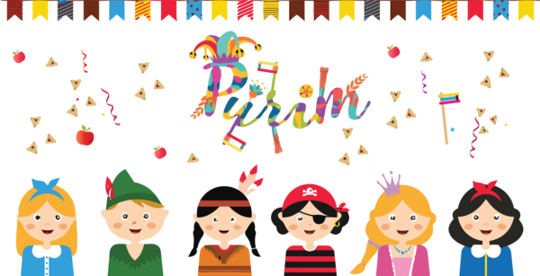 Transparent Purim Cartoon Line Happy for Happy Purim for Purim