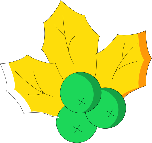 Transparent Christmas Leaf Green Yellow for Holly for Christmas
