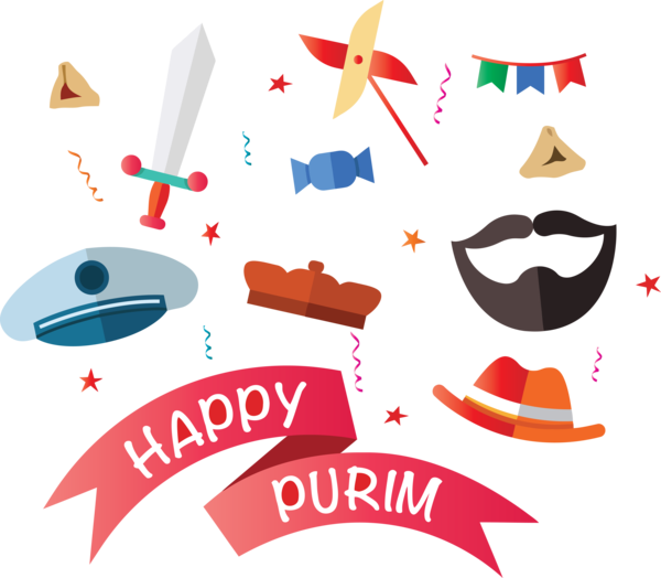 Transparent Purim Logo Font for Happy Purim for Purim