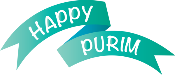 Transparent Purim Text Turquoise Logo for Happy Purim for Purim