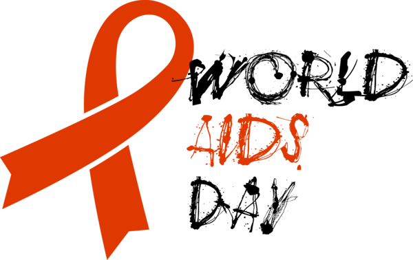Transparent World AIDS Day Font Text Logo for Red Ribbon for World Aids Day