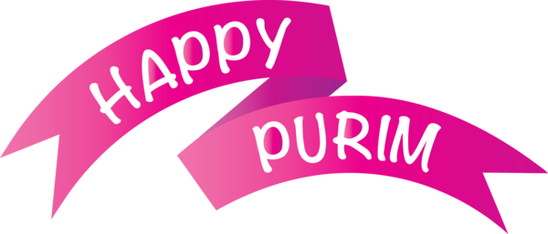 Transparent Purim Pink Text Logo for Happy Purim for Purim