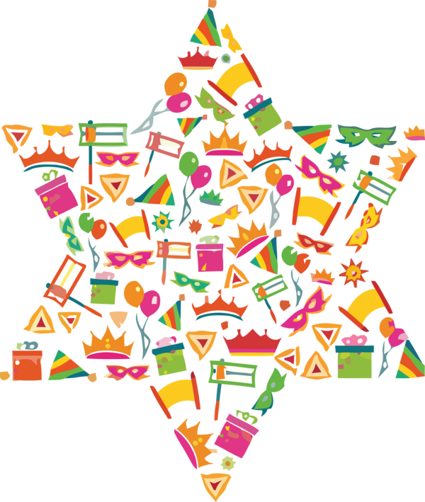 Transparent Purim Star for Happy Purim for Purim