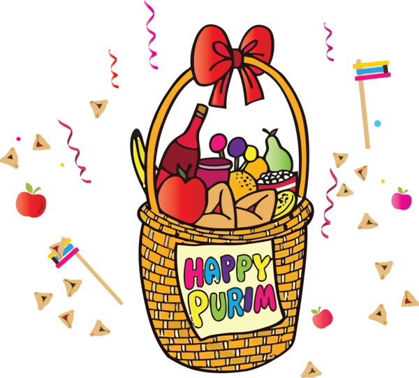 Transparent Purim Cartoon Basket for Happy Purim for Purim