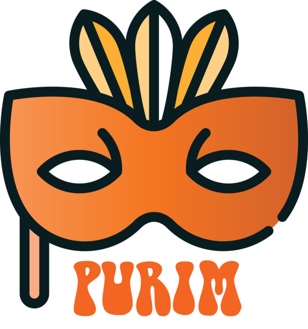 Transparent Purim Facial expression Orange Line for Happy Purim for Purim