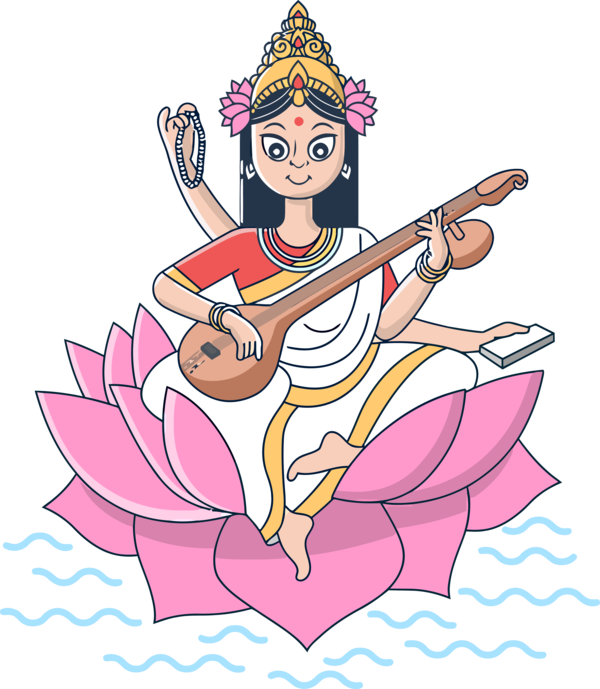 Transparent Vasant Panchami Cartoon Pink Musical instrument for Happy Vasant Panchami for Vasant Panchami