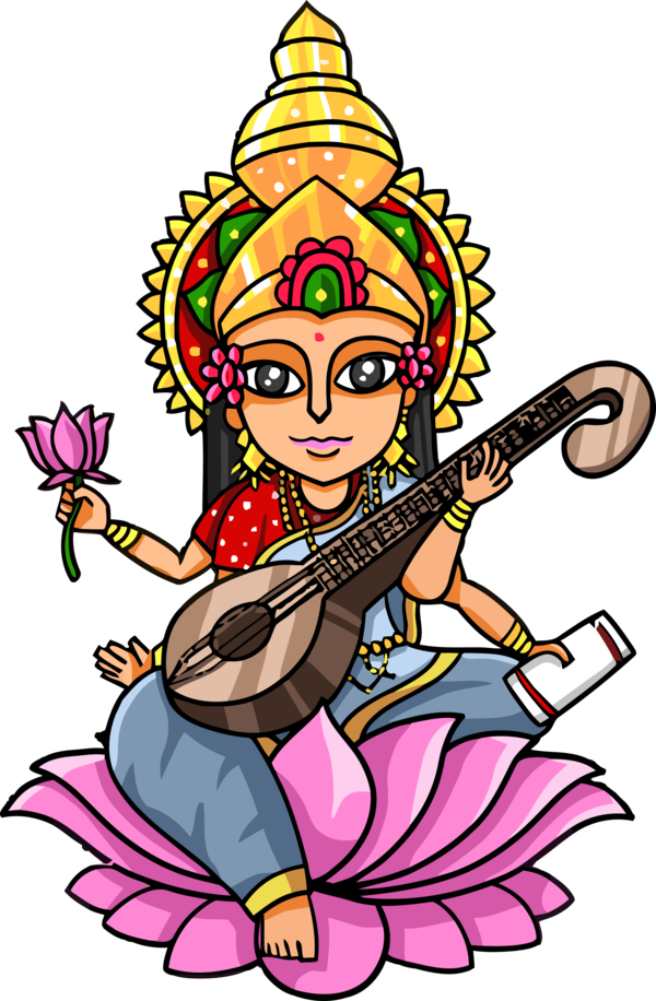 Transparent Vasant Panchami Musical instrument Cartoon Indian musical instruments for Happy Vasant Panchami for Vasant Panchami