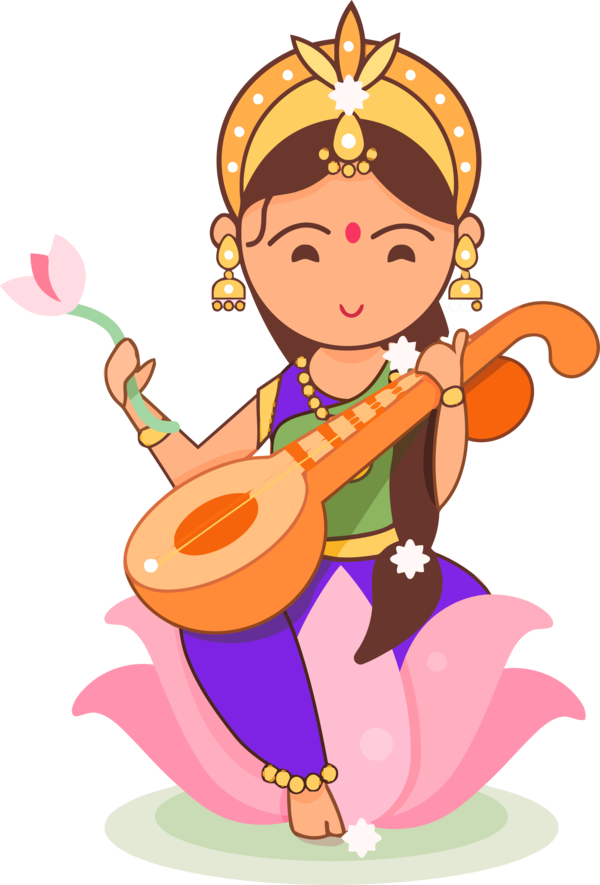 Transparent Vasant Panchami Cartoon String instrument Musical instrument for Happy Vasant Panchami for Vasant Panchami