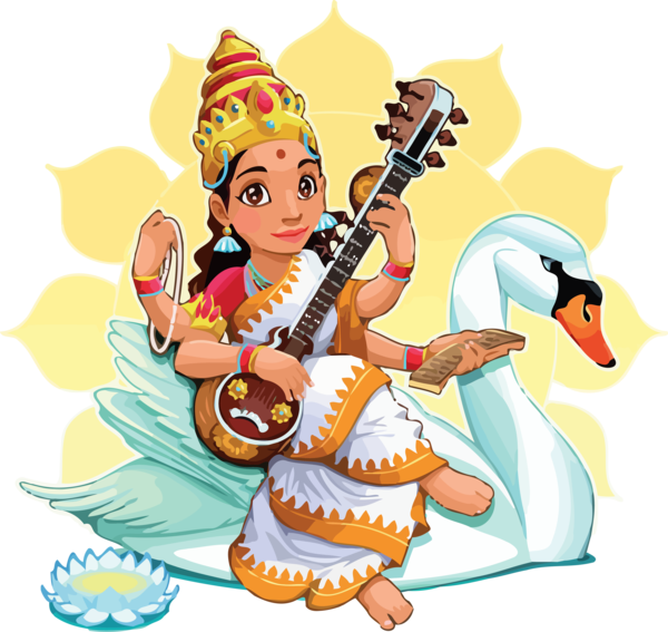 Transparent Vasant Panchami Cartoon Musical instrument Indian musical instruments for Happy Vasant Panchami for Vasant Panchami