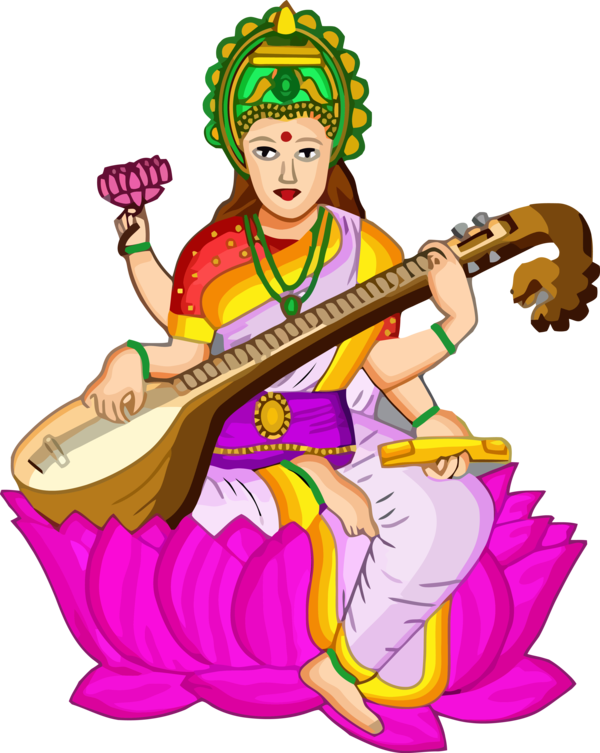 Transparent Vasant Panchami Musical instrument Veena String instrument for Happy Vasant Panchami for Vasant Panchami