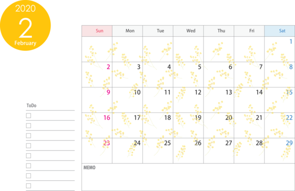 Transparent New Year Text Yellow Line for Printable 2020 Calendar for New Year