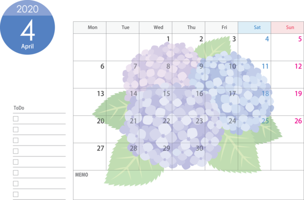 Transparent New Year Text Hydrangea Ecoregion for Printable 2020 Calendar for New Year