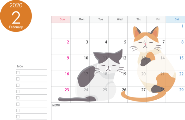 Transparent New Year Line for Printable 2020 Calendar for New Year