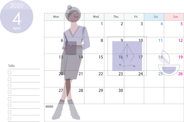 Transparent New Year Clothing Text Line for Printable 2020 Calendar for New Year