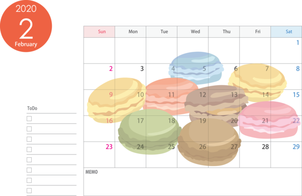 Transparent New Year Text Diagram Circle for Printable 2020 Calendar for New Year
