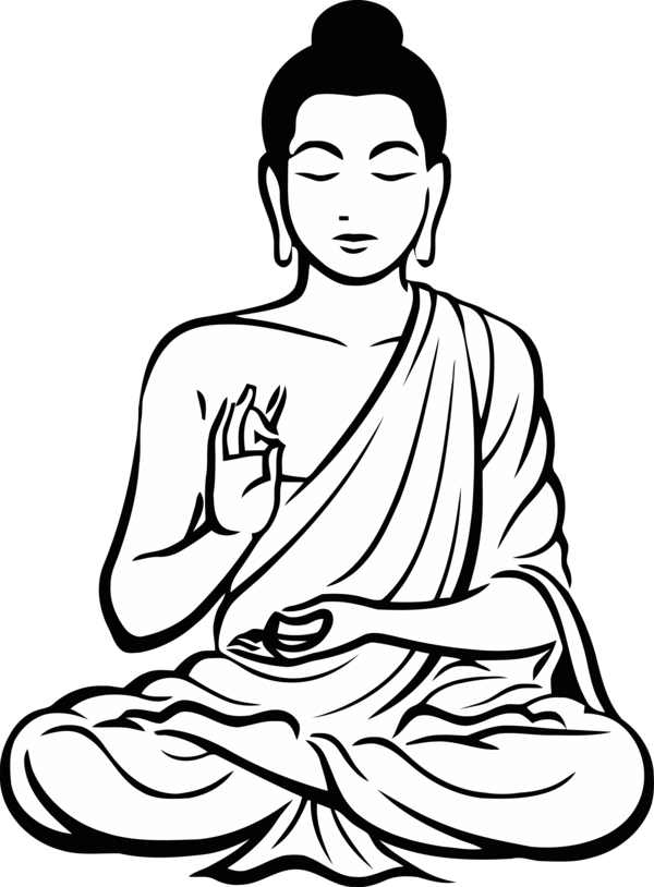 Transparent Bodhi Day White Line art Sitting for Bodhi for Bodhi Day