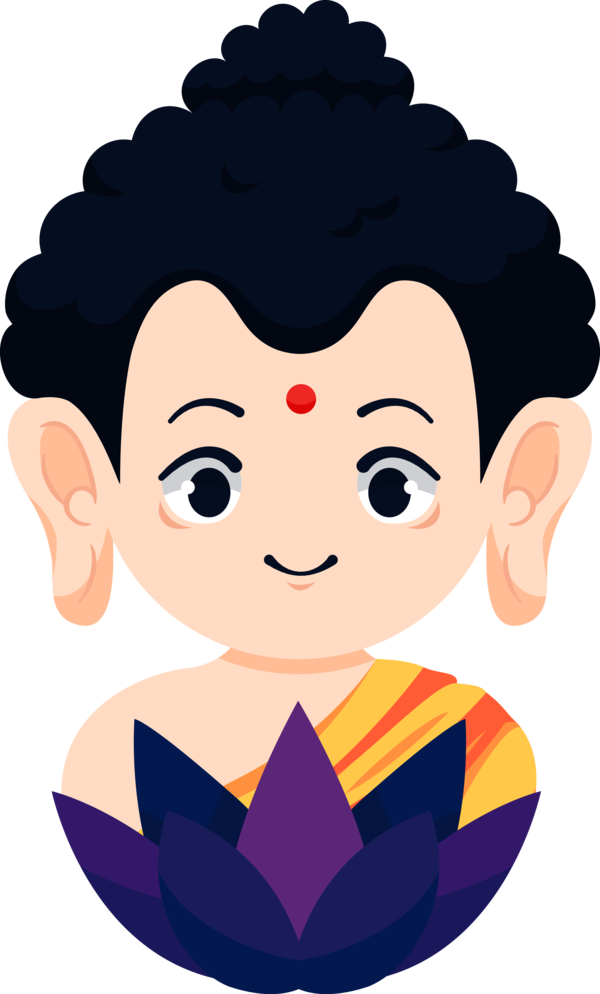 Transparent Bodhi Day Cartoon Cheek Black hair for Bodhi for Bodhi Day