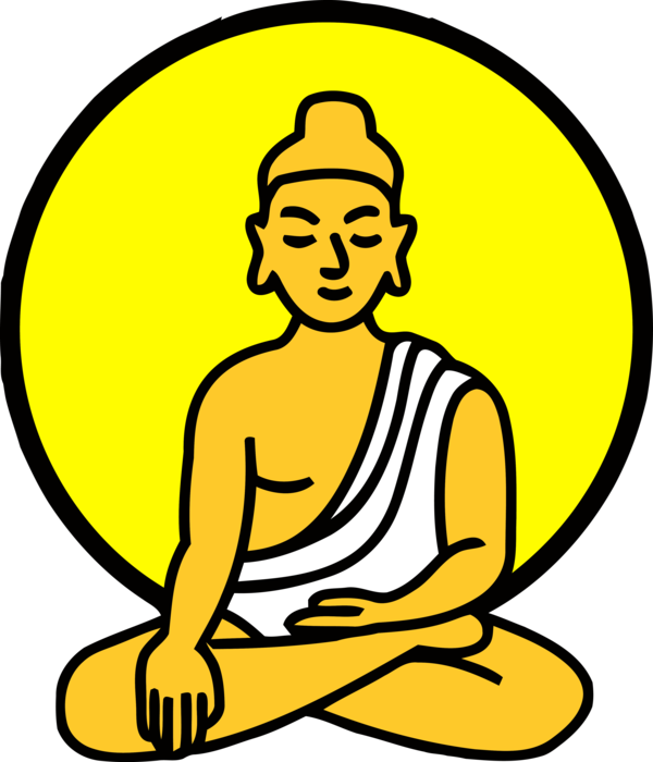 Transparent Bodhi Day Yellow Sitting Line art for Bodhi for Bodhi Day
