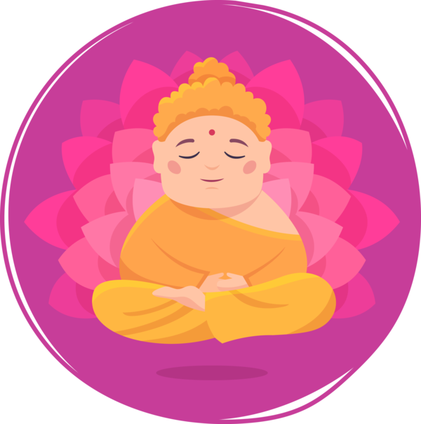 Transparent Bodhi Day Pink Cartoon Sticker for Bodhi Lotus for Bodhi Day