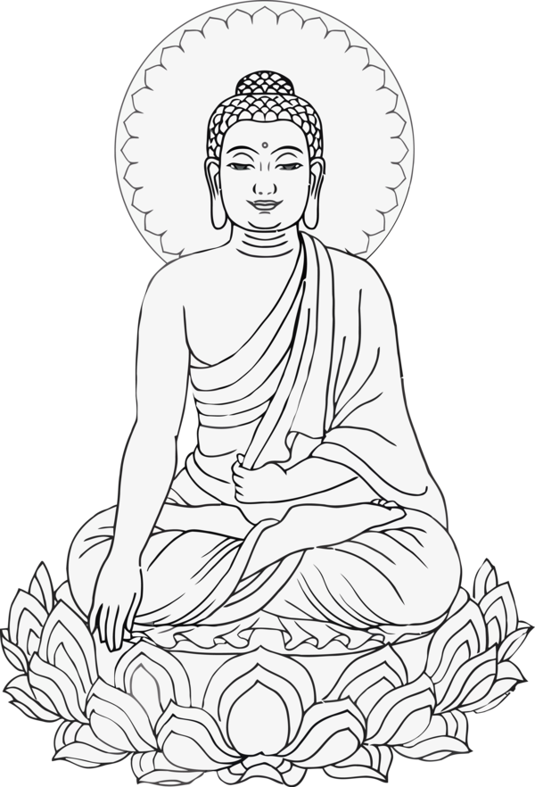 Transparent Bodhi Day Line art White Head for Bodhi Lotus for Bodhi Day