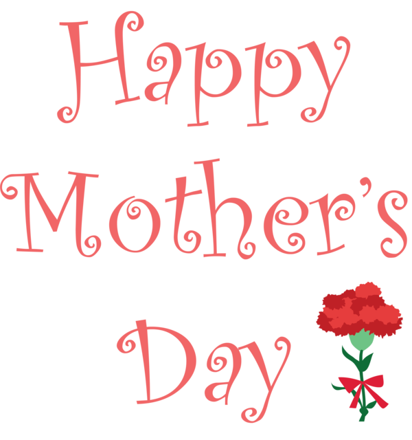 Transparent Mother's Day Text Font Red for Mothers Day Calligraphy for Mothers Day