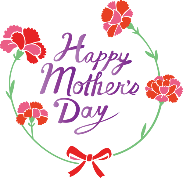 Transparent Mother's Day Pink Text Cut flowers for Mothers Day Calligraphy for Mothers Day