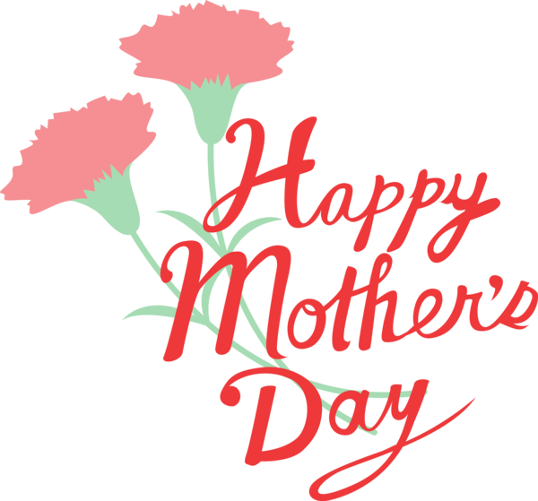 Transparent Mother's Day Text Cut flowers Font for Mothers Day Calligraphy for Mothers Day