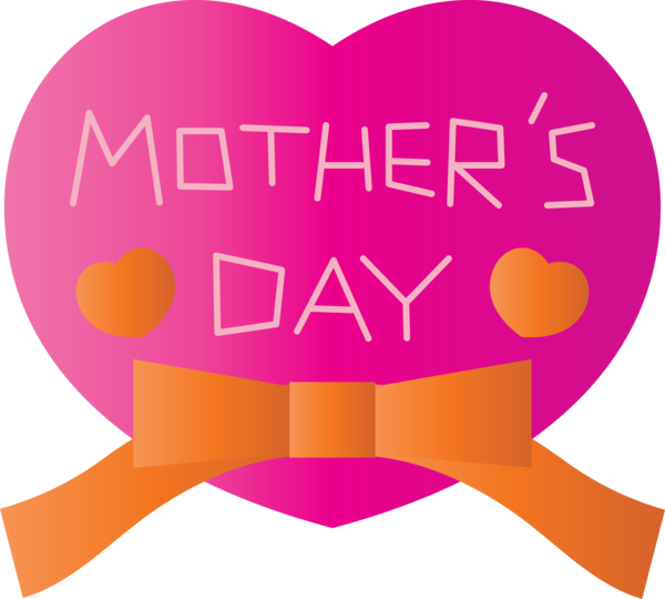 Transparent Mother's Day Pink Heart Font for Mothers Day Ribbon for Mothers Day