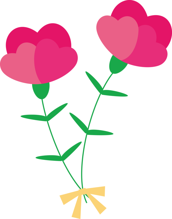 Transparent Mother's Day Pink Leaf Plant stem for Mother's Day Flower for Mothers Day