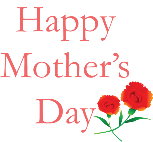 Transparent Mother's Day Text Font Cut flowers for Mothers Day Calligraphy for Mothers Day