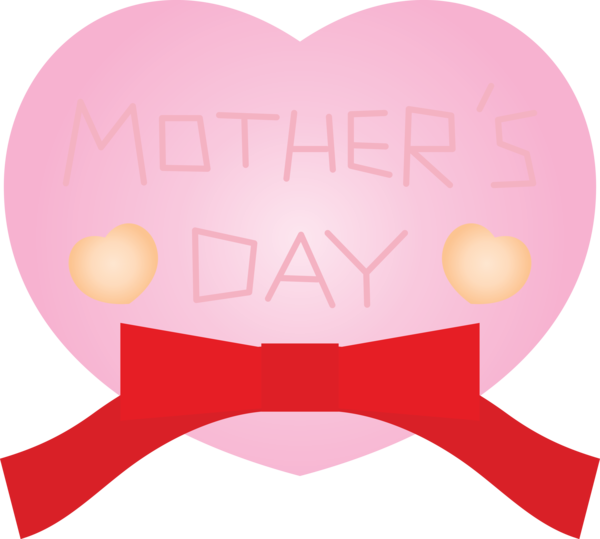 Transparent Mother's Day Pink Heart Text for Mothers Day Ribbon for Mothers Day