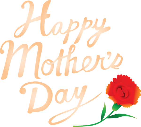 Transparent Mother's Day Text Font Greeting for Mothers Day Calligraphy for Mothers Day