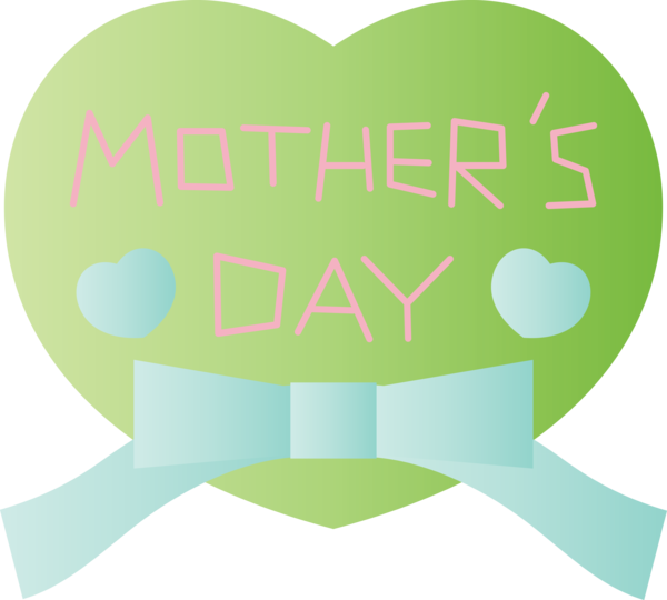 Transparent Mother's Day Green Font Heart for Mothers Day Ribbon for Mothers Day