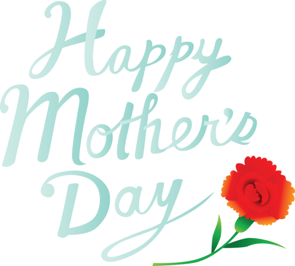Transparent Mother's Day Text Font Flower for Mothers Day Calligraphy for Mothers Day